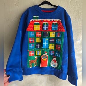 Mini Boden Advent Calendar Flap Sweatshirt 7 / 8 Medium Christmas Sweater
